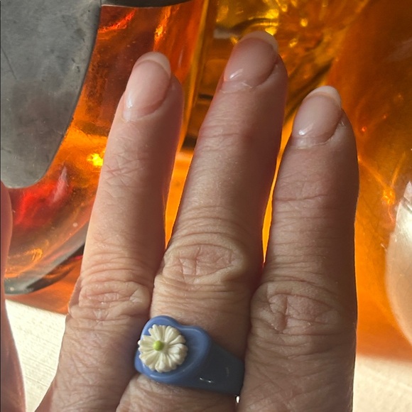 Vintage Blue Ring with Daisy Accent - Picture 7 of 7